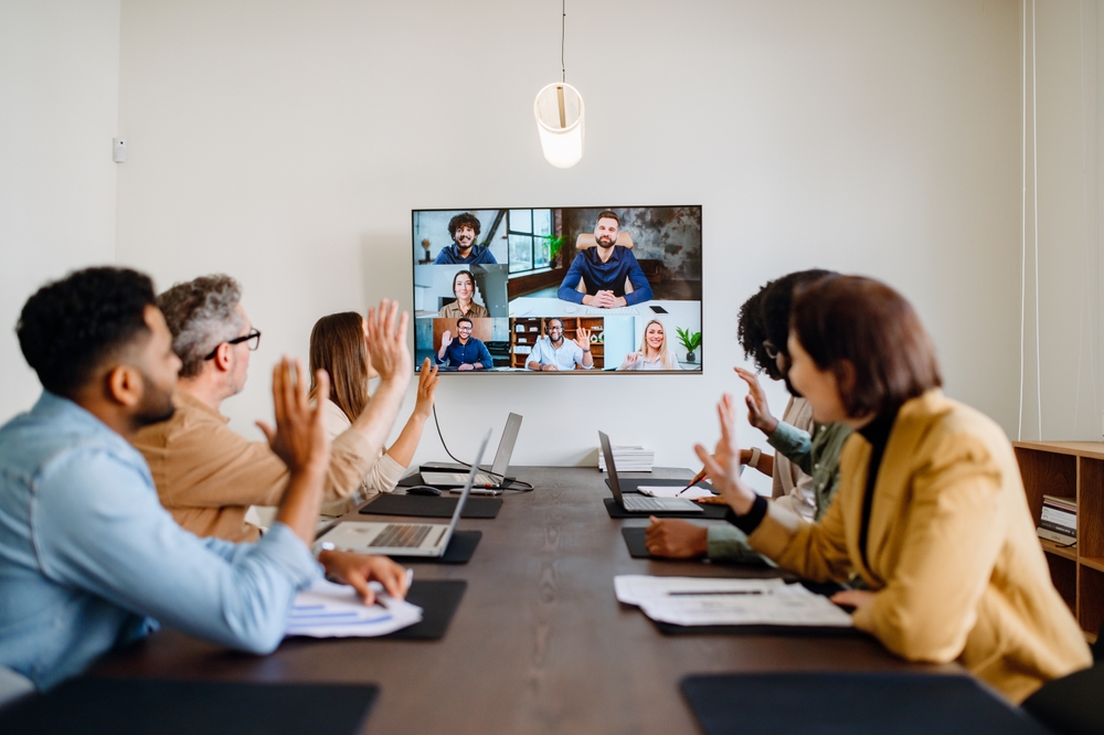 A business team communicates effectively