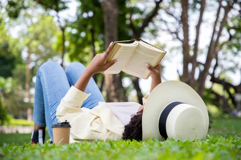 A woman spending time in nature to relax
