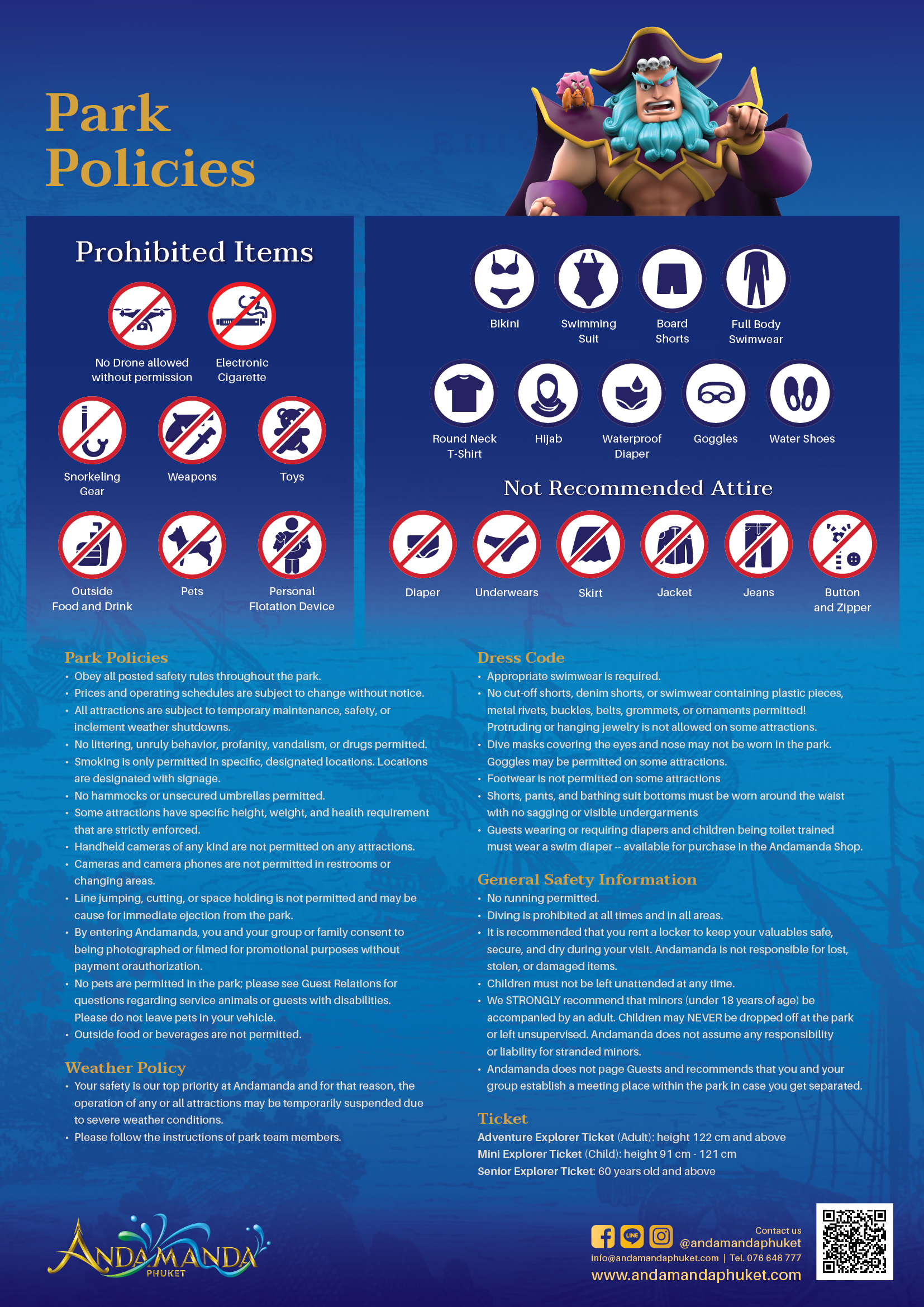 Get ready for Andamanda Phuket by acknowledging our rules and regulations