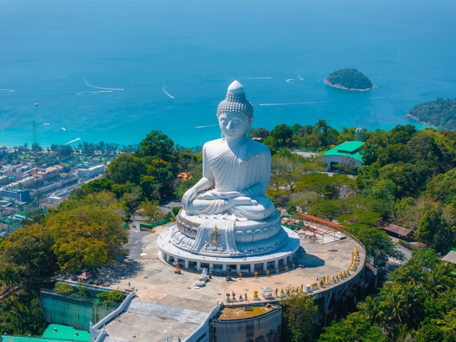 Aerial view of Big Buddha statue in Phuket 