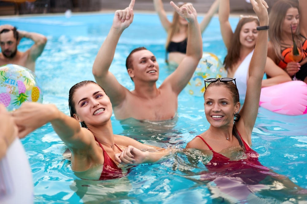 People having fun at a pool party
