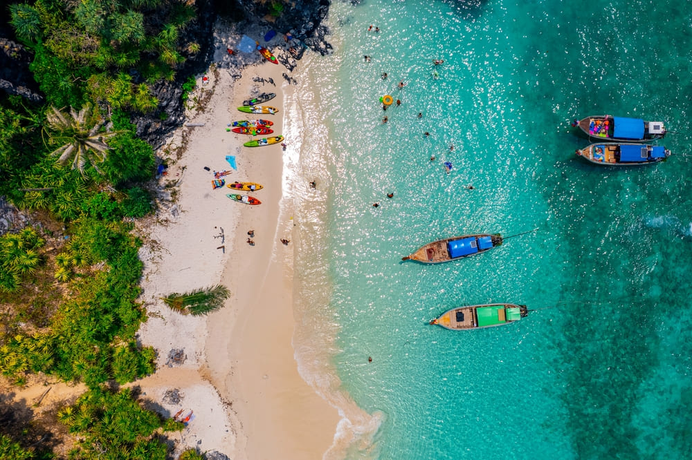 stunning aerial view over Nui Beach in Phuket