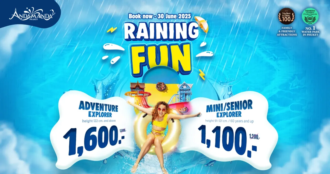Don’t miss your chance to enjoy world-class water adventures at special rainy-season rates. Book now before the sun comes out!