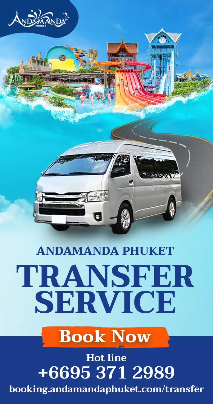 Наслаждайтесь удобной поездкой в Andamanda Phuket с нашим надёжным трансфером. Выберите общий или индивидуальный микроавтобус из Пхукета или Пхань Нга по фиксированным тарифам и с приветливыми водителями. Забронируйте онлайн уже сегодня!