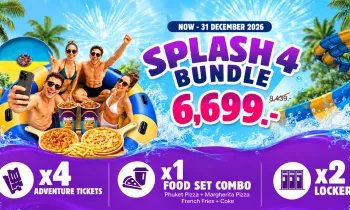 Enjoy the ultimate group adventure at Andamanda Phuket with the Splash4 Bundle. Perfect for families and friends, this value-packed offer includes 4 Adventure Tickets, 1 Food Set Combo, and 2 Lockers for a fun-filled day at a special bundle price of THB 6,699.