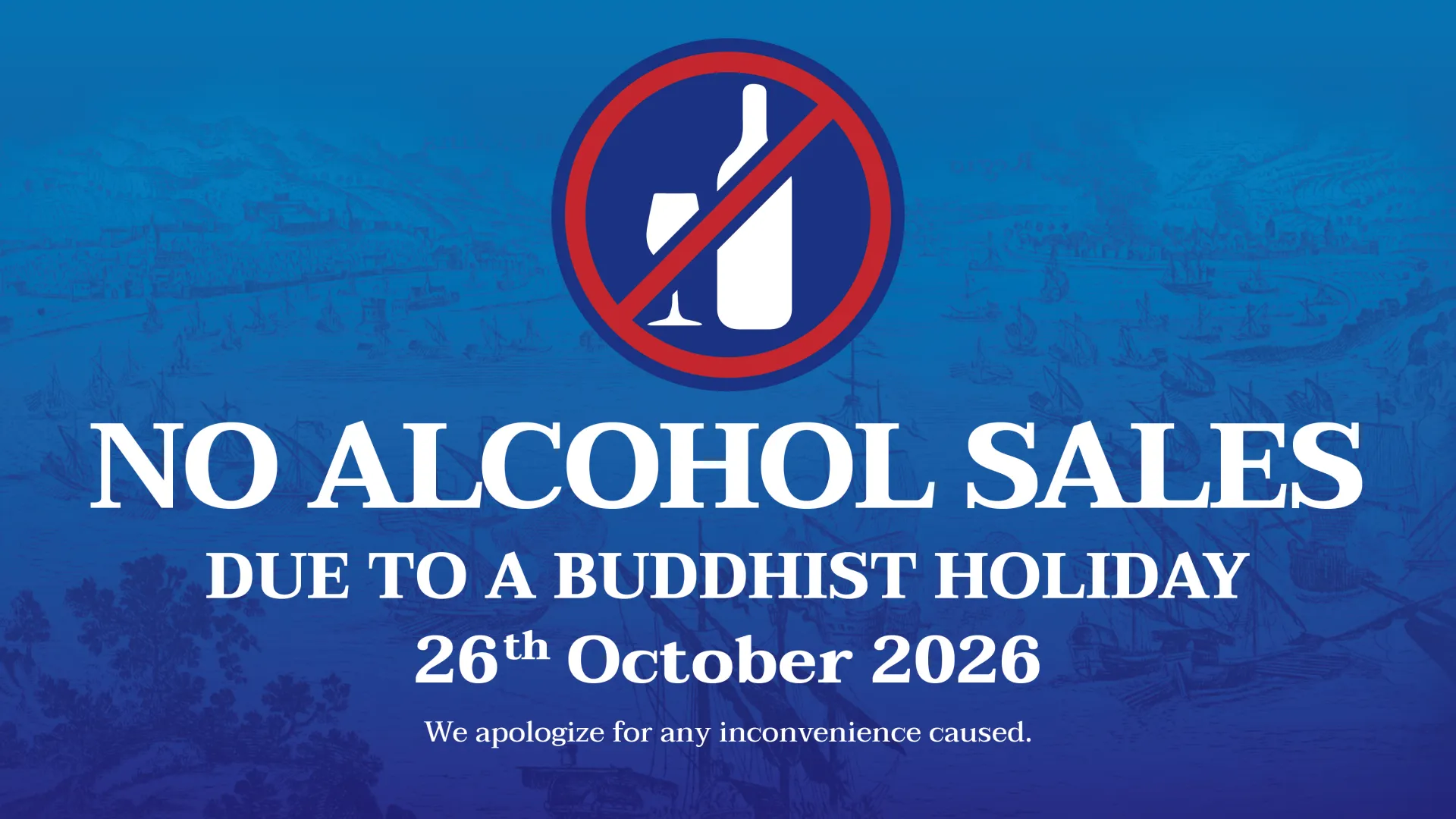 No alcohol sale October 26, 2026