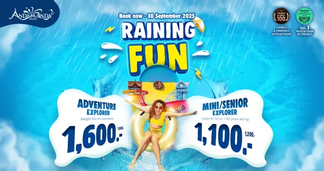 Don’t miss your chance to enjoy world-class water adventures at special rainy-season rates. Book now before the sun comes out!